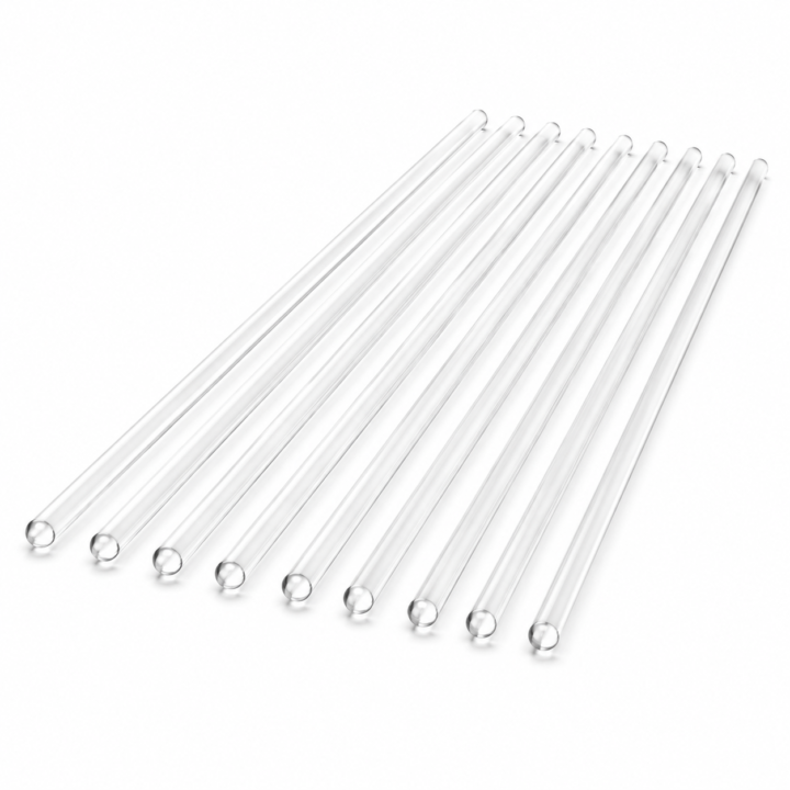 Rounded Glass Stirring Rods — 7.9 Inch, 10 Pack
