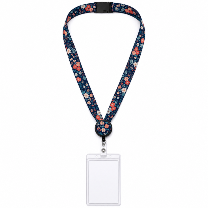 Floral Breakaway Lanyard with Retractable Badge Reel