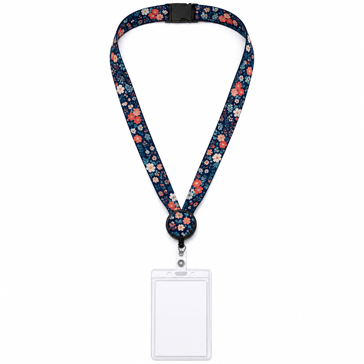 Floral Breakaway Lanyard with Retractable Badge Reel