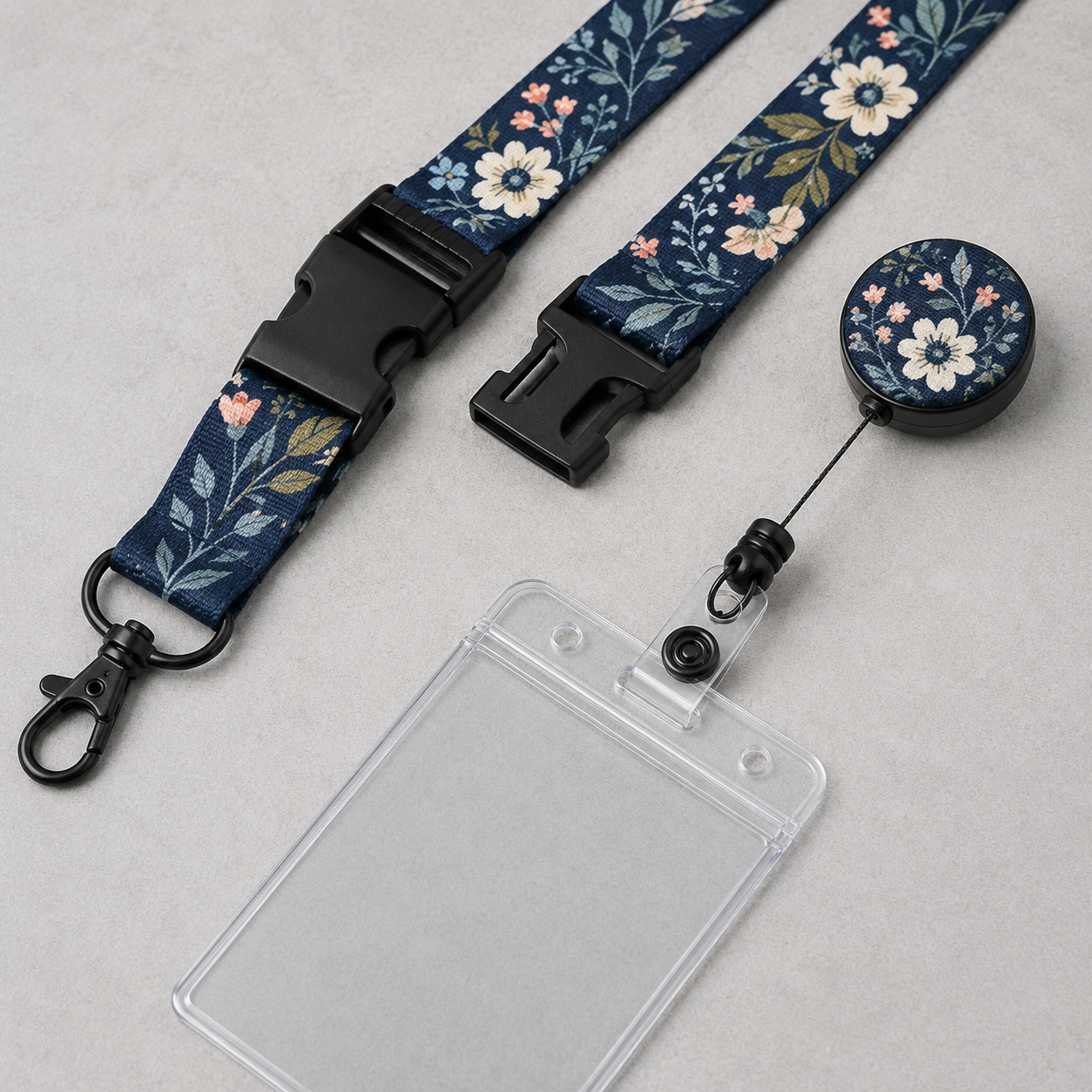 Floral Breakaway Lanyard with Retractable Badge Reel - Image 2